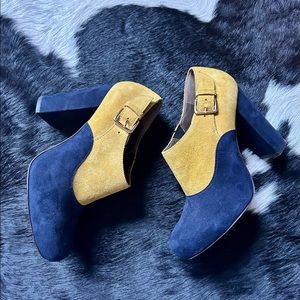 Marni color block suede booties